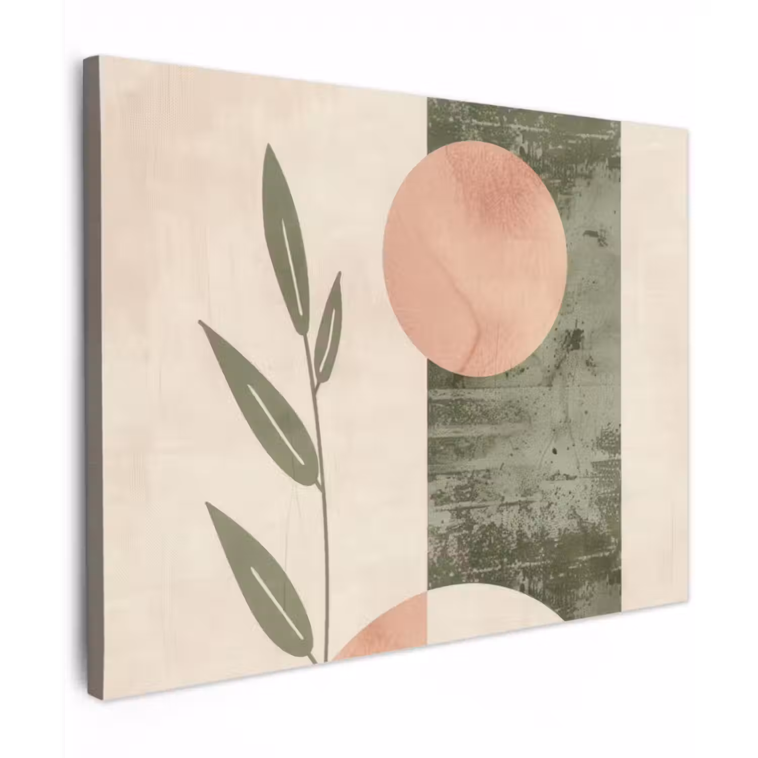 Canvas schilderij - Geometrisch - Roze - Groen - Natuur