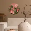 Kolibries - Bloemen - Groen - Roze Wandcirkel behangsticker klein -sfeer1