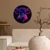 Stier - Neon - Zwart - Kleur Wandcirkel behangsticker klein -sfeer1
