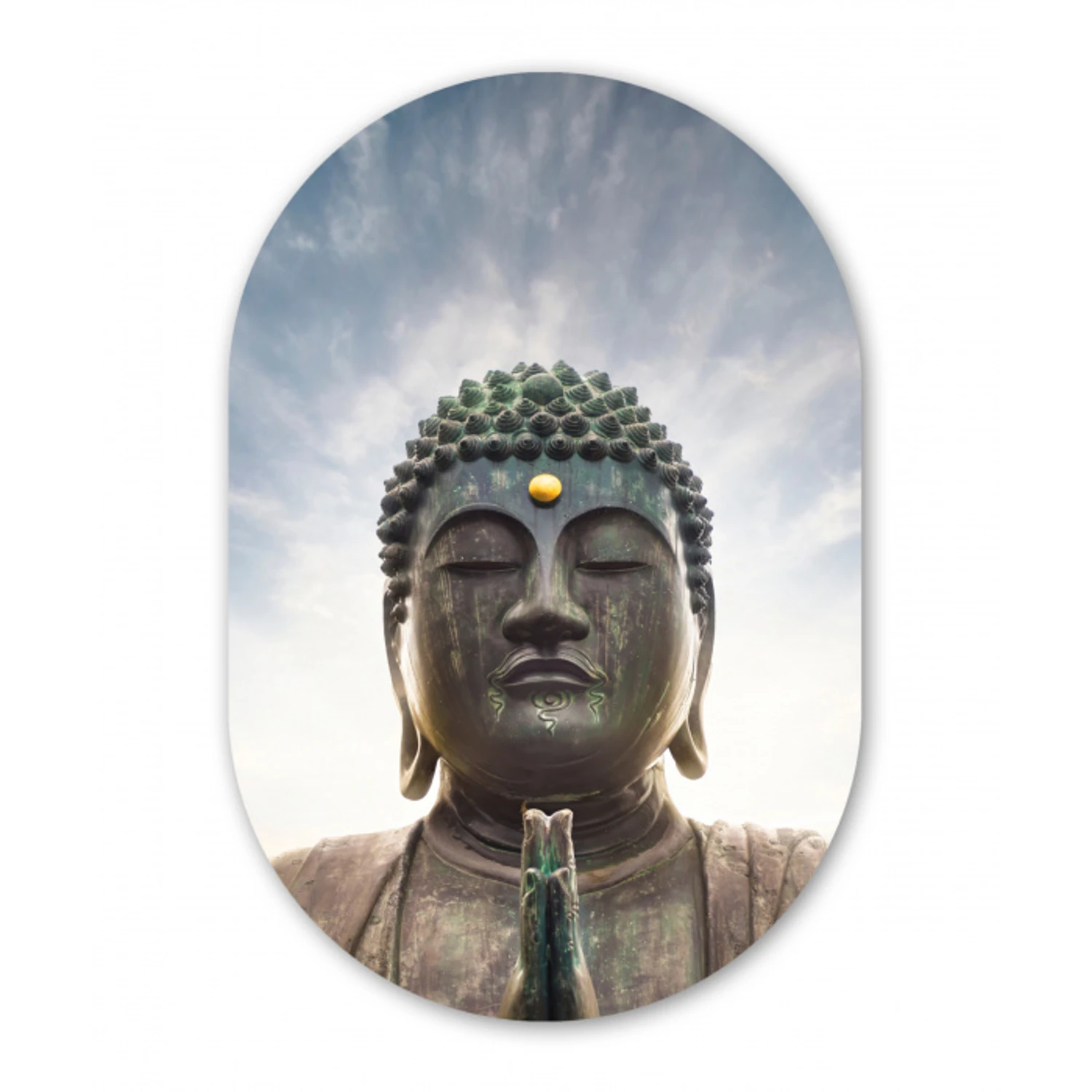 Boeddha hoofd - Buddha - Lucht - Spiritueel - Meditatie Wandcirkel Ovaal Forex klein -3d