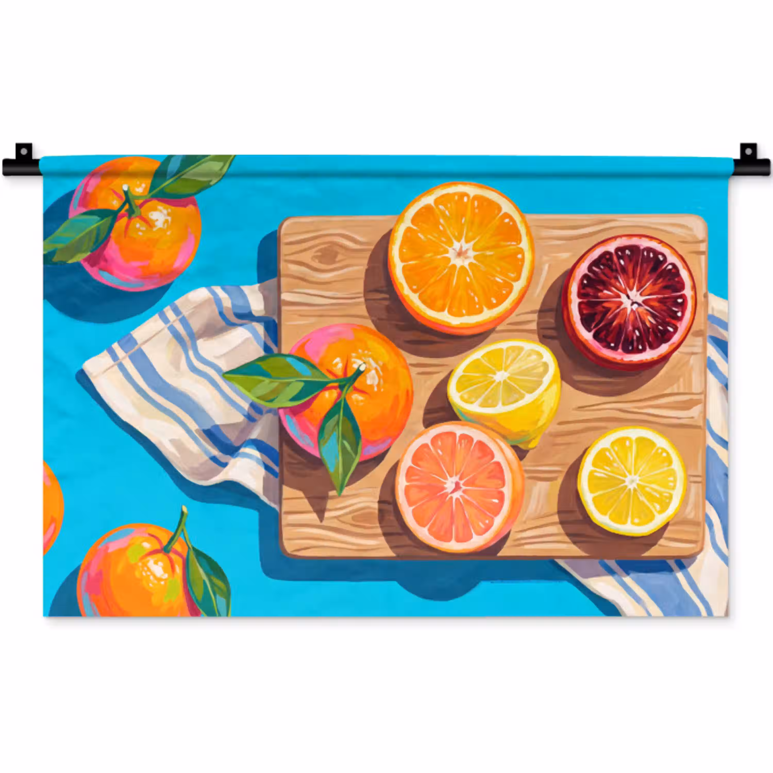 Fruit - Snijplank - Blauw Wandkleed katoen klein -zz3d
