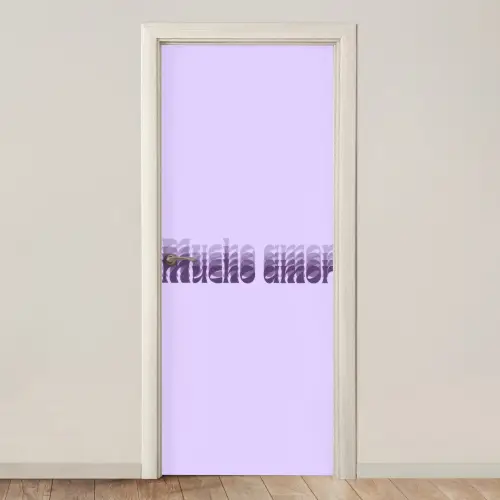 Mucho amor - Paars - Gelaagde letters deurposter klein -3d_beige