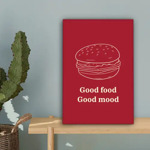 Dieprood - Lijntekening - Tekst - Hamburger canvas 2cm klein -sfeer4