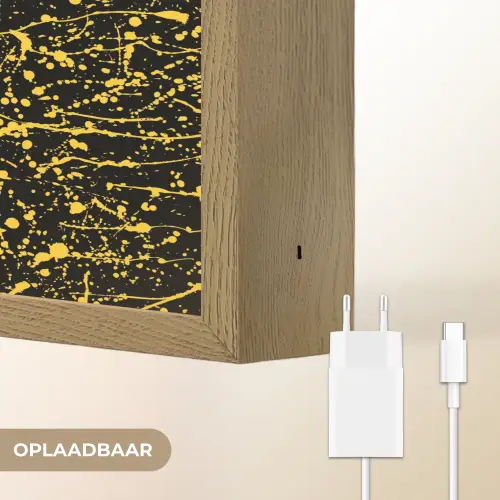 Spat - Waterverf - Geel - Zwart Light Box met batterij (Wandlamp) middel 907 -USP_websiteoplaadbaarNL