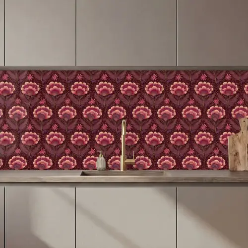 Bloemen - Waaier - Paars keuken achterwand 2 middel 871 zz_3dshopping