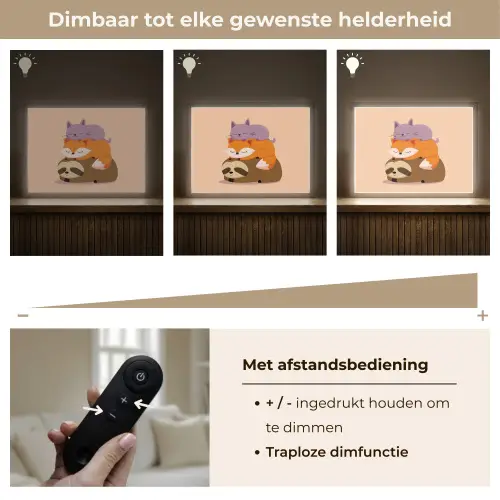 Luiaard - Vos - Kat - Slaperig Light Box met batterij (Wandlamp kind) middel -USP_dimbaarNL