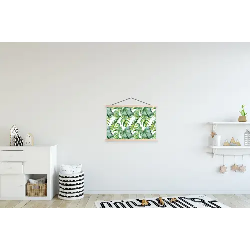 Bladeren - Monstera - Jungle - Tropical textielposter latten blank klein -kinderkamer