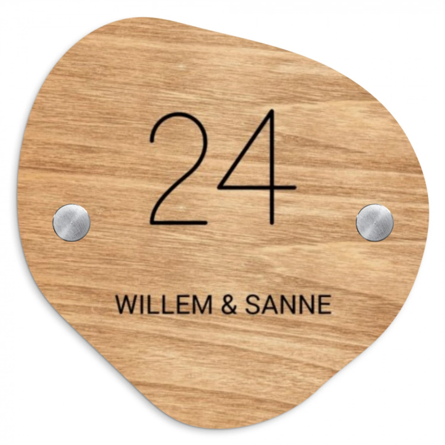 Licht hout - Klassiek Naambord Organisch klein -3d