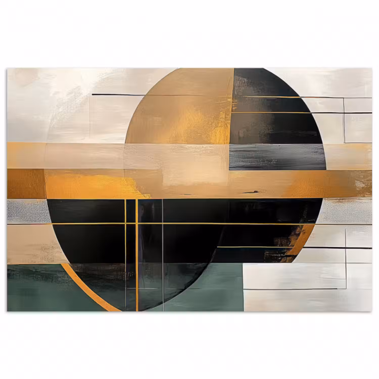 Poster - Abstrakt - Gold - Bronze - Grün - Formen - Modern