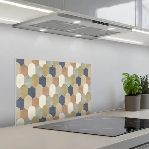 Harmonie - Patroon - Kleurrijk keuken achterwand spatscherm klein 900 -3d_schuin