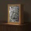 Luipaard - Zwart - Wit - Oog Light Box met kabel (Tafellamp) klein -z3d_website