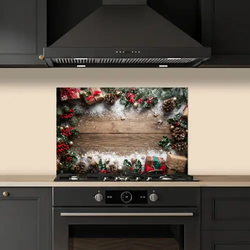 Kerstdecoratie - Geschenken - Hout - Veelkleurig keuken achterwand spatscherm klein -sfeer1