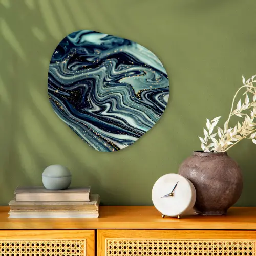 Marmer - Goud - Blauw - Glitter - Marmerlook - Abstract Wandcirkel Organisch Forex 3mm klein -sfeer2