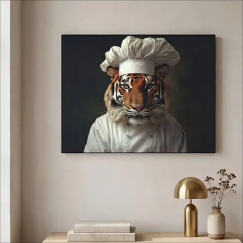 Tijger - Kokskleding - Bruin Textielframe - compleet frame klein -sfeer2