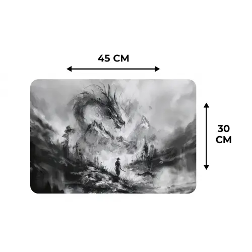 Krijger - Draak - Grijs Placemat vinyl groot -specs
