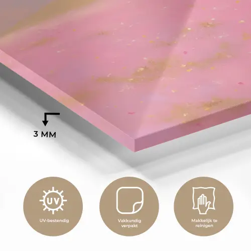 Bloemenweide - Heuvels - Silhouet - Roze plexiglas 5mm klein -sfeer2
