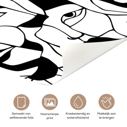 Lijnen - Gezichten - Zwart - Wit deurposter klein 289 -closeup_NL