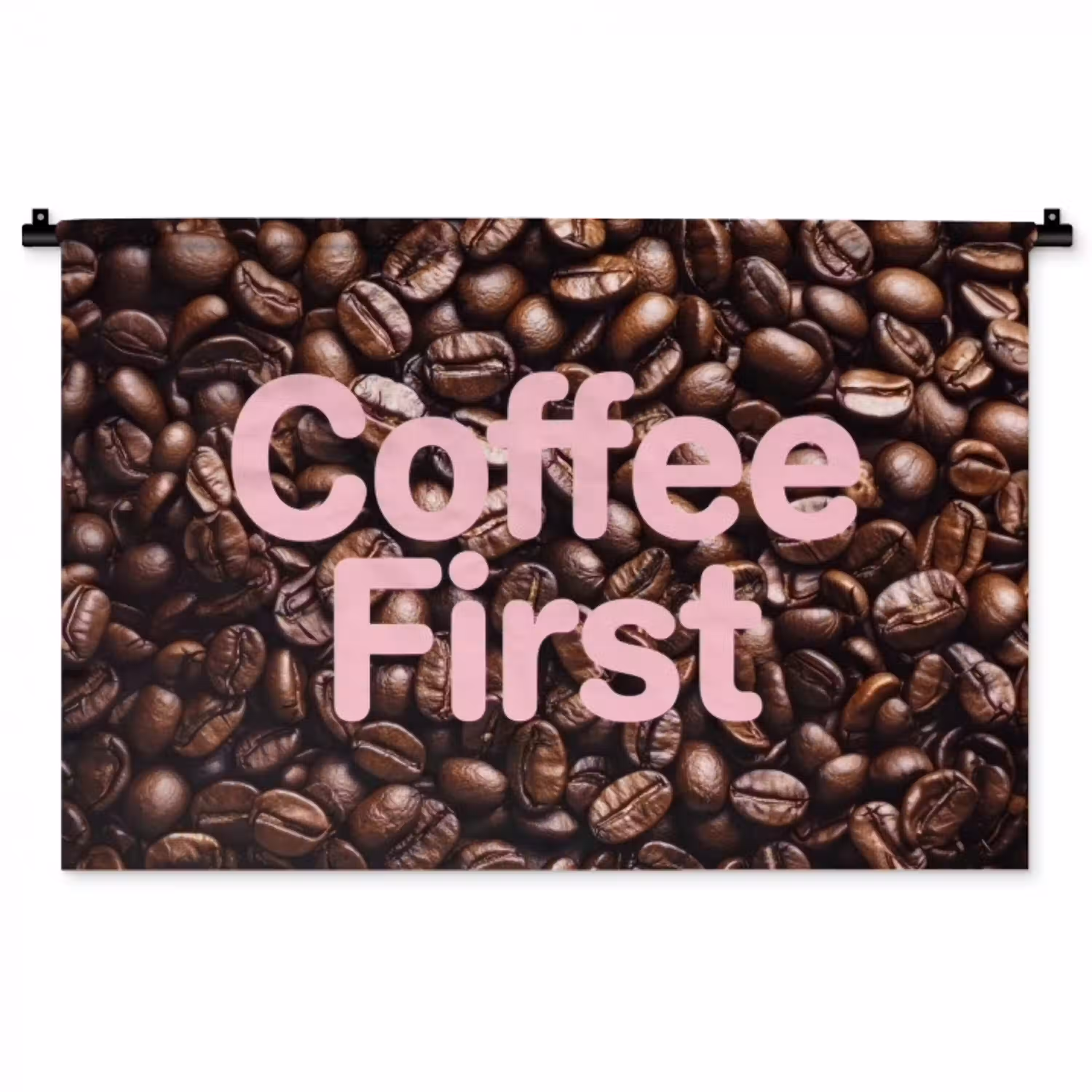 Coffee First - Koffiebonen - Roze Wandkleed katoen middel -zz3d