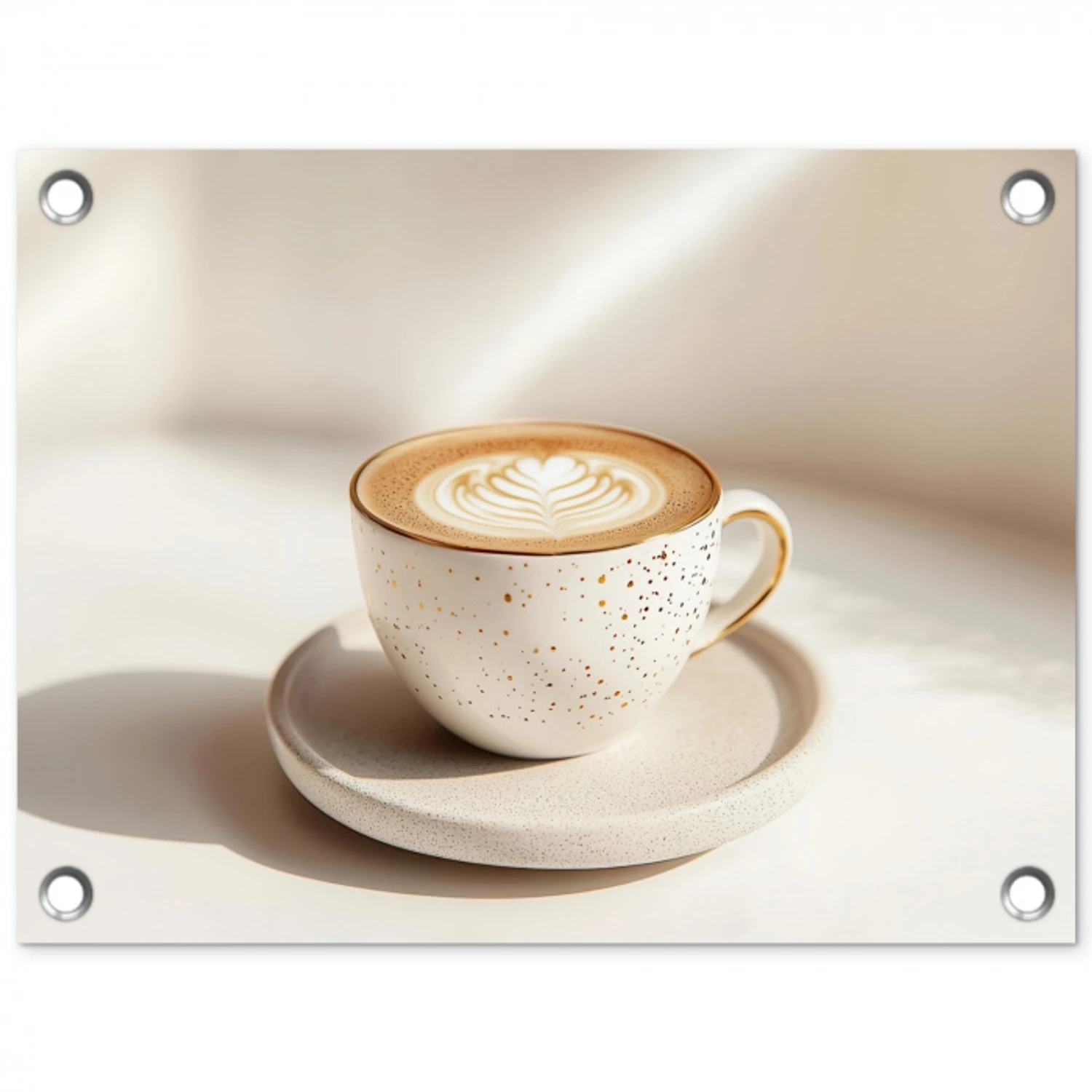 Cappuccino - Schuim - Schotel - Beige tuinposter los doek klein -3d