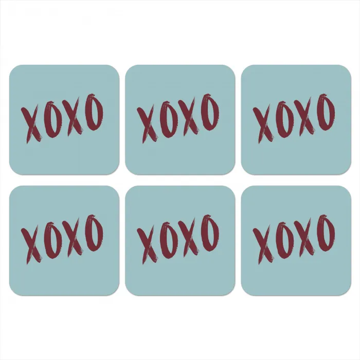 XOXO - Blauw - Rood onderzetter kurk middel -3d