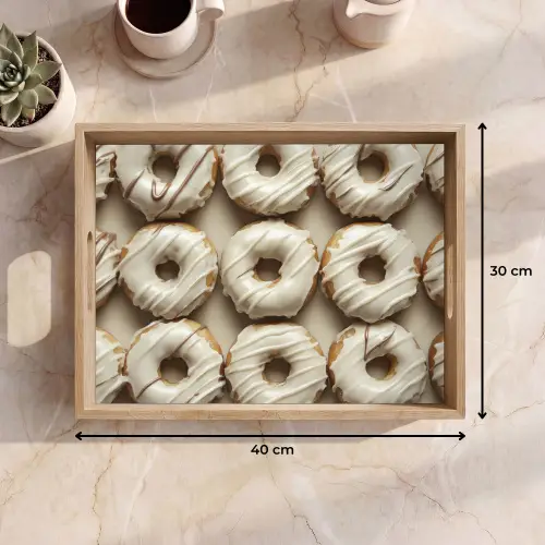 Donuts - Chocolade - Wit - Beige Dienblad Rechthoek middel -USP_Formaat