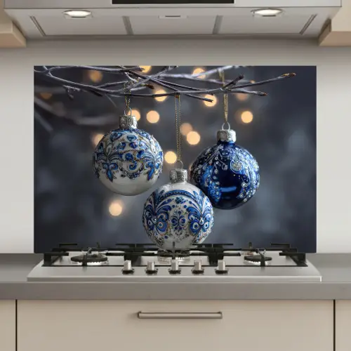 Kerstbal - Versierd - Blauw keuken achterwand spatscherm klein -3d_website