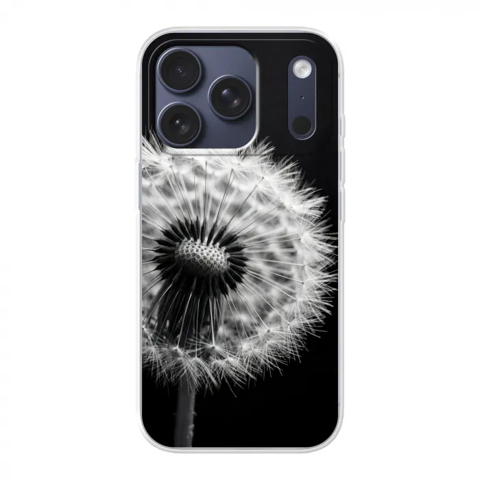 Paardenbloem - Zwart - Wit Telefoonhoesje iPhone 17 Pro klein -3d