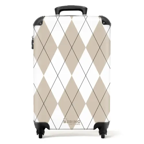 Beige ruiten patroon NBS - Handbagage koffer - Kinderen Unisex middel -productfoto_recht