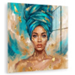 Portret - Vrouw - Schilderij - Blauw - Goud - Expressief plexiglas 5mm klein -zzzproduct_nieuw