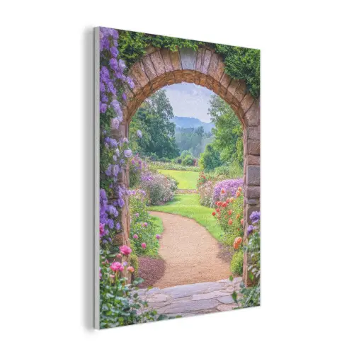 Doorkijk - Poort - Bloemen - Tuin PET vilt klein -3d