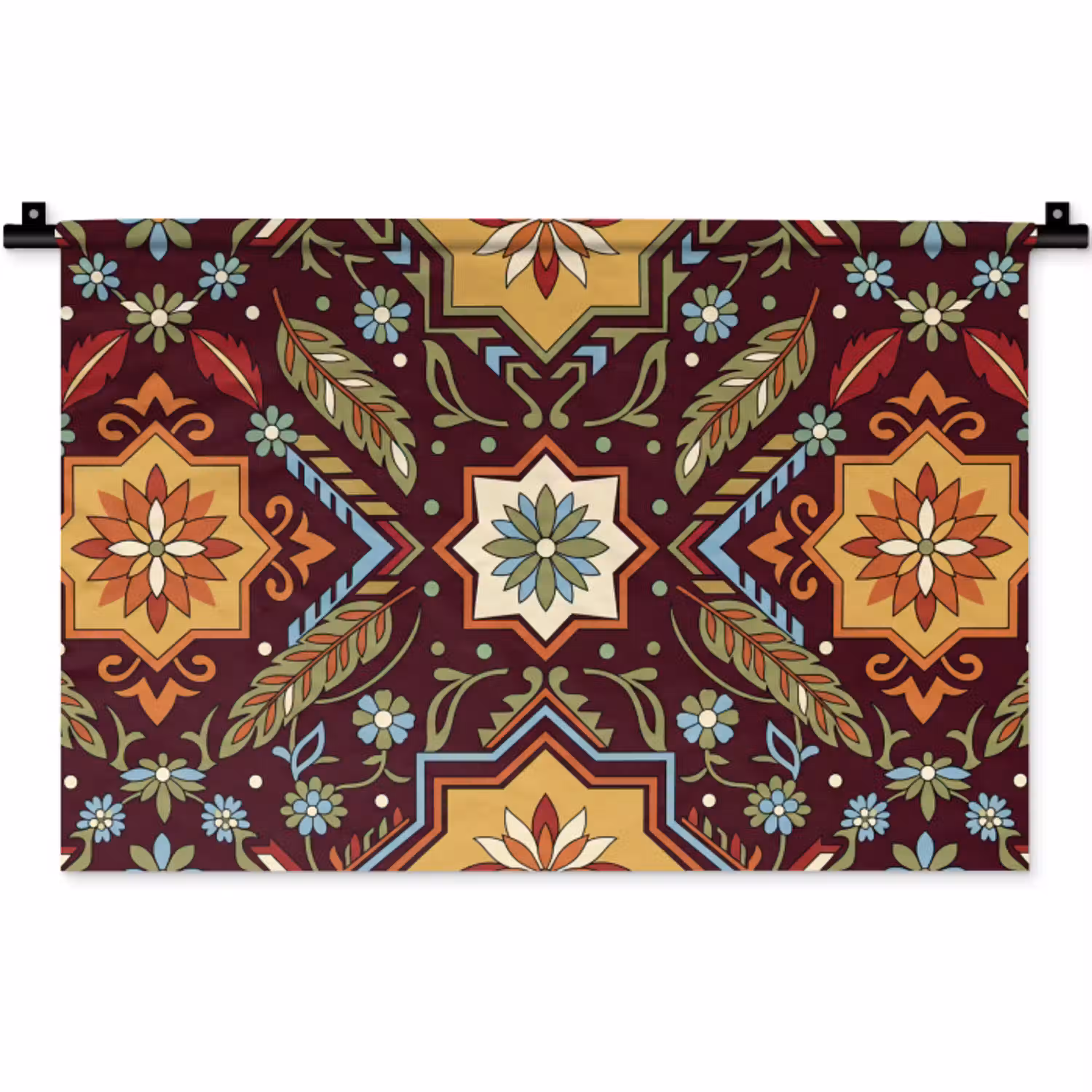 Patroon - Floraal - Geometrisch - Kleurrijk - Decoratie Wandkleed katoen klein -zz3d