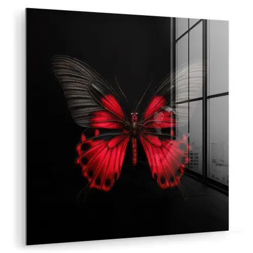 Vlinder - Rood - Contrast plexiglas 5mm klein -zzzproduct_nieuw