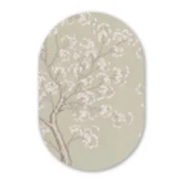 Sereen - Bloesem - Wit Wandcirkel Ovaal Aluminium middel -3d