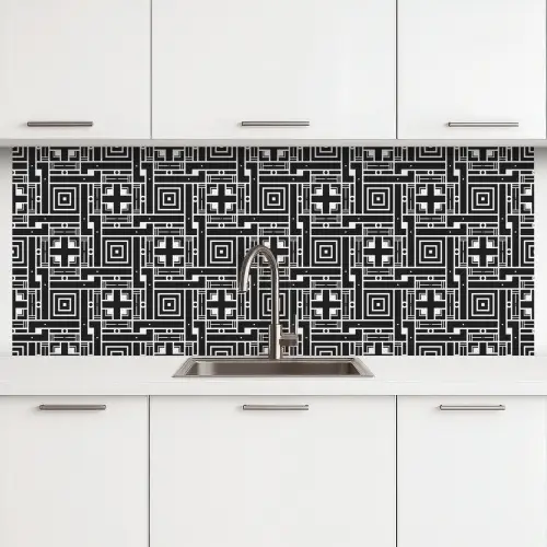 Geometrie - Patroon - Zwart keuken achterwand 2 middel 871 -3d