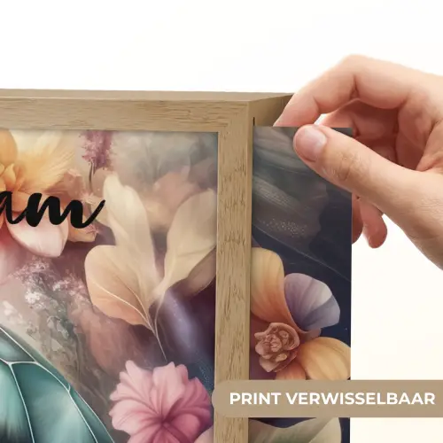 Schildpad - Bloemen - Onderwater Light Box met batterij (Wandlamp kind) middel -USP_websiteprintNL