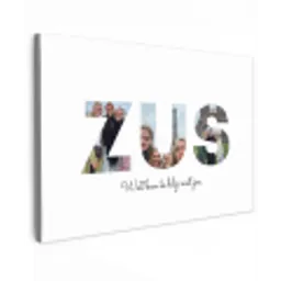 Zus - Lettercollage Tuinposter op houten frame 2 cm dik klein -3d