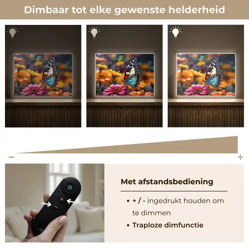Vlinder - Dier - Kleurrijk - Bloemen - Natuur Light Box met batterij (Wandlamp) middel -USP_dimbaarNL