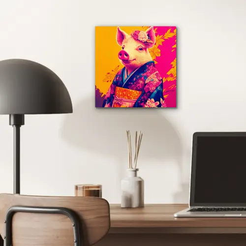 Varken - Bloemkroon - Kimono - Abstract aluminium wit klein -sfeer5