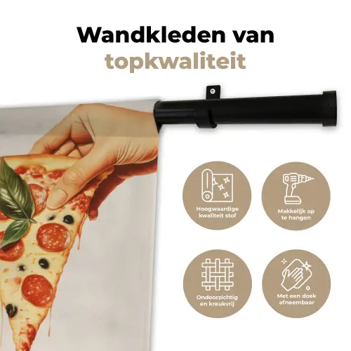 Pizza - Kaas - Pepperoni Wandkleed katoen klein -sfeer2