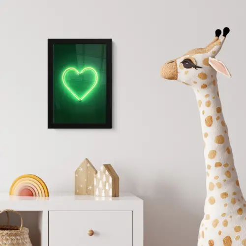 Neon - Groen - Licht fotolijst zwart zonder passe partout klein -usfeer4_kinderkamer