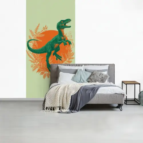 Dinosaurus - Groen - Planten - Cirkel fotobehang vinyl groot -slaapkamer