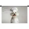 Hond - Wit - Kok Wandkleed katoen klein -zz3d