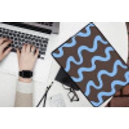 Kronkelende lijnen - Blauw - Bruin - Minimalistisch laptophoes neopreen klein 279 -bureau