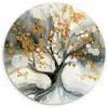 Boom - Modern - Abstract - Goud - Zwart - Wit Wandcirkel kunststof plaat 5mm dik klein -3d