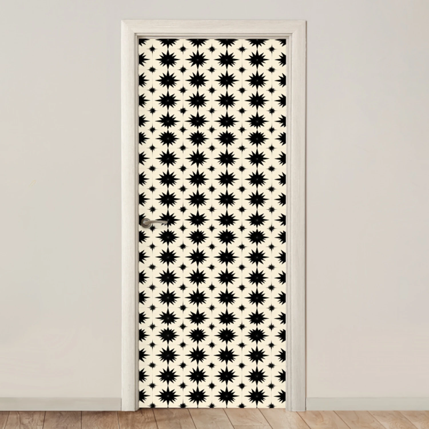 Stervormen - Geometrisch - Zwart deurposter klein 289 -3d_beige