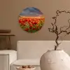 Zonsondergang - Klaprozen - Rood - Bloemen - Veld - Natuur Wandcirkel kunststof plaat 5mm dik klein -sfeer1