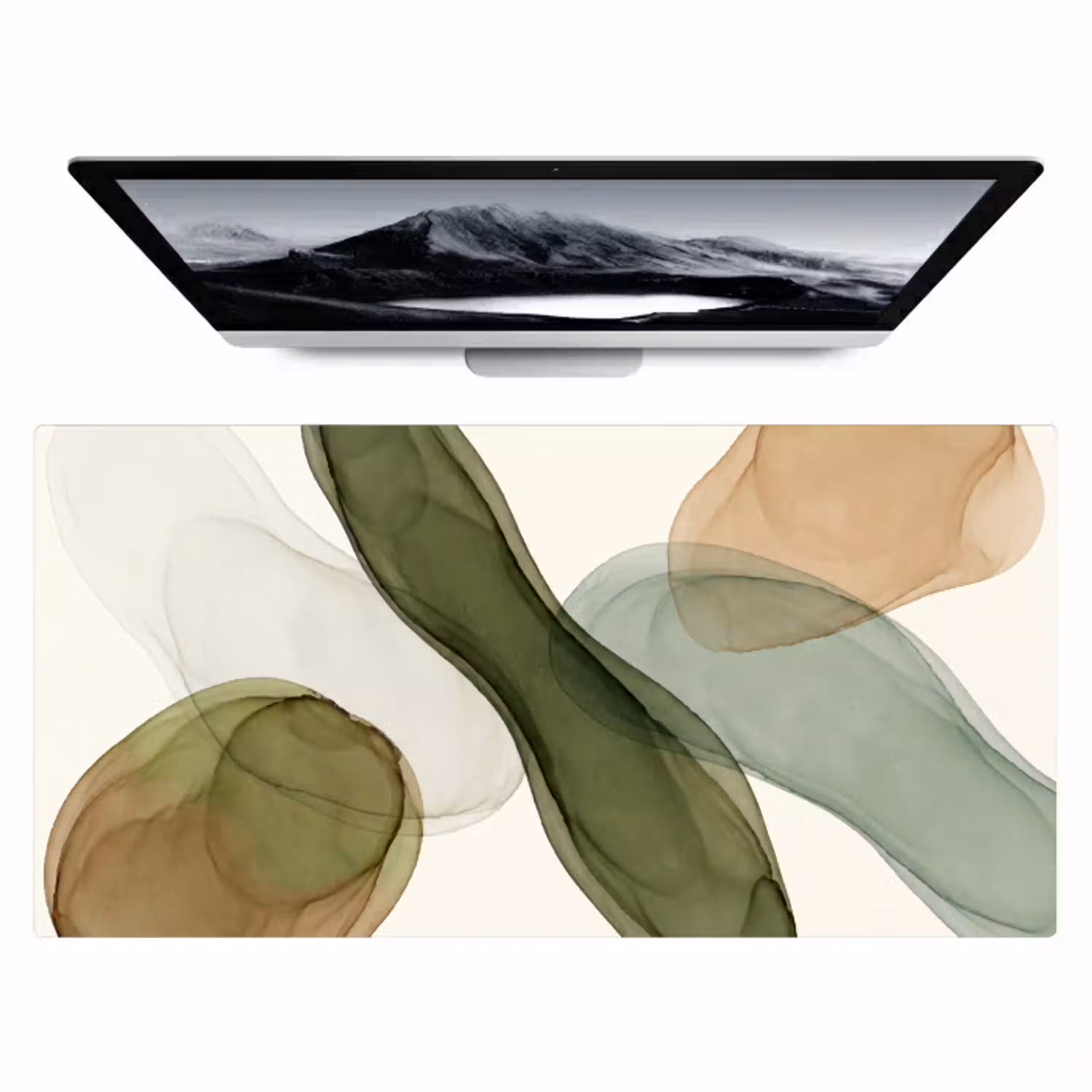 Abstract - Vormen - Modern - Kunst - Groen - Bruin Muismat XXL klein -zzz3d