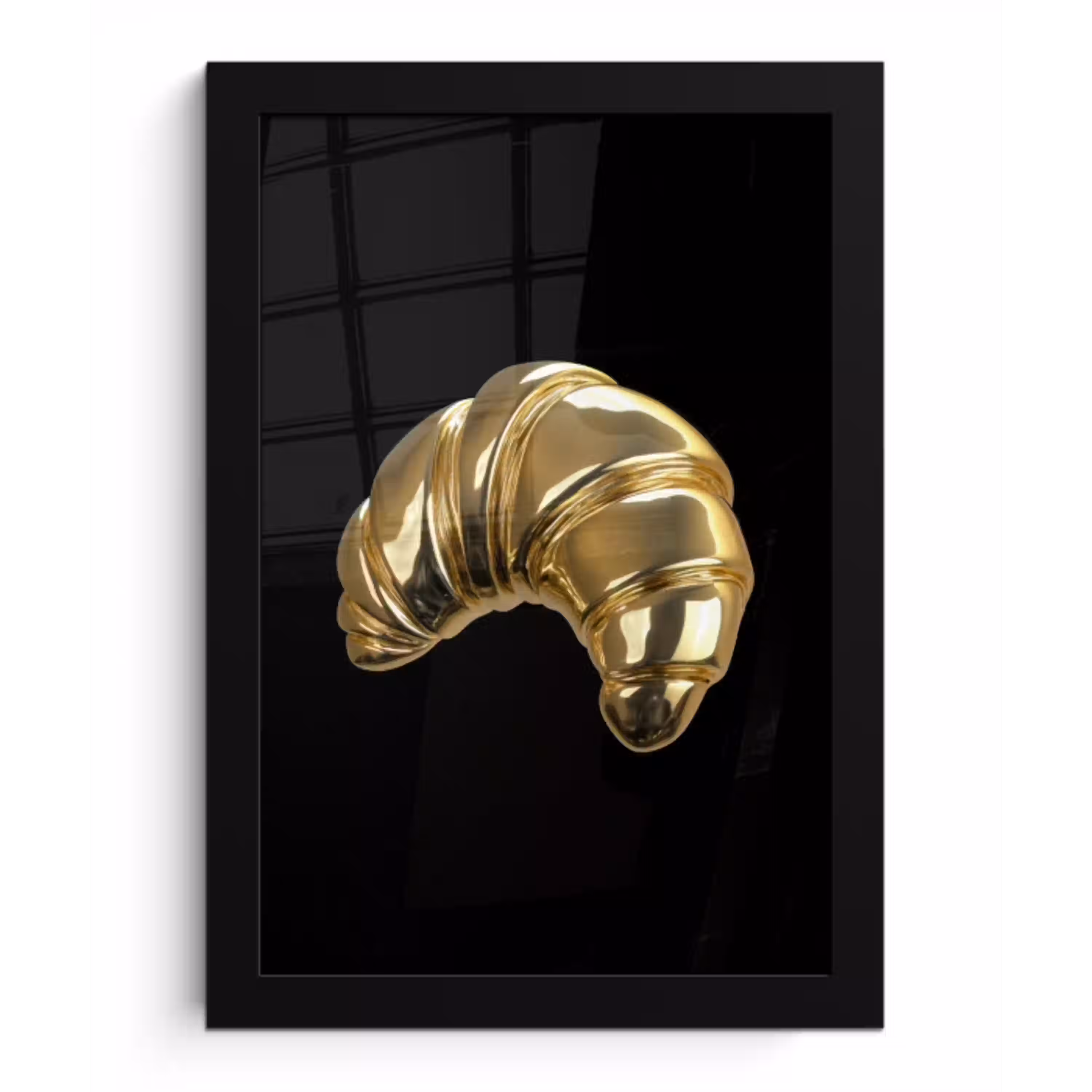 Croissant - Brood - Goud - Zwart fotolijst zwart zonder passe partout klein -3d