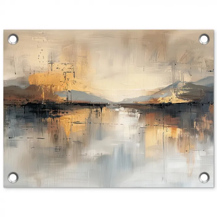 Abstract - Modern - Beige - Aesthetic - Goud tuinposter los doek klein -3d