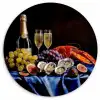 Champagne - Luxe - Oesters Wandcirkel kunststof plaat 5mm dik klein -3d